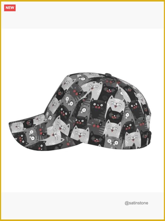 Adjustable Baseball Cap with Cats Print main image 6